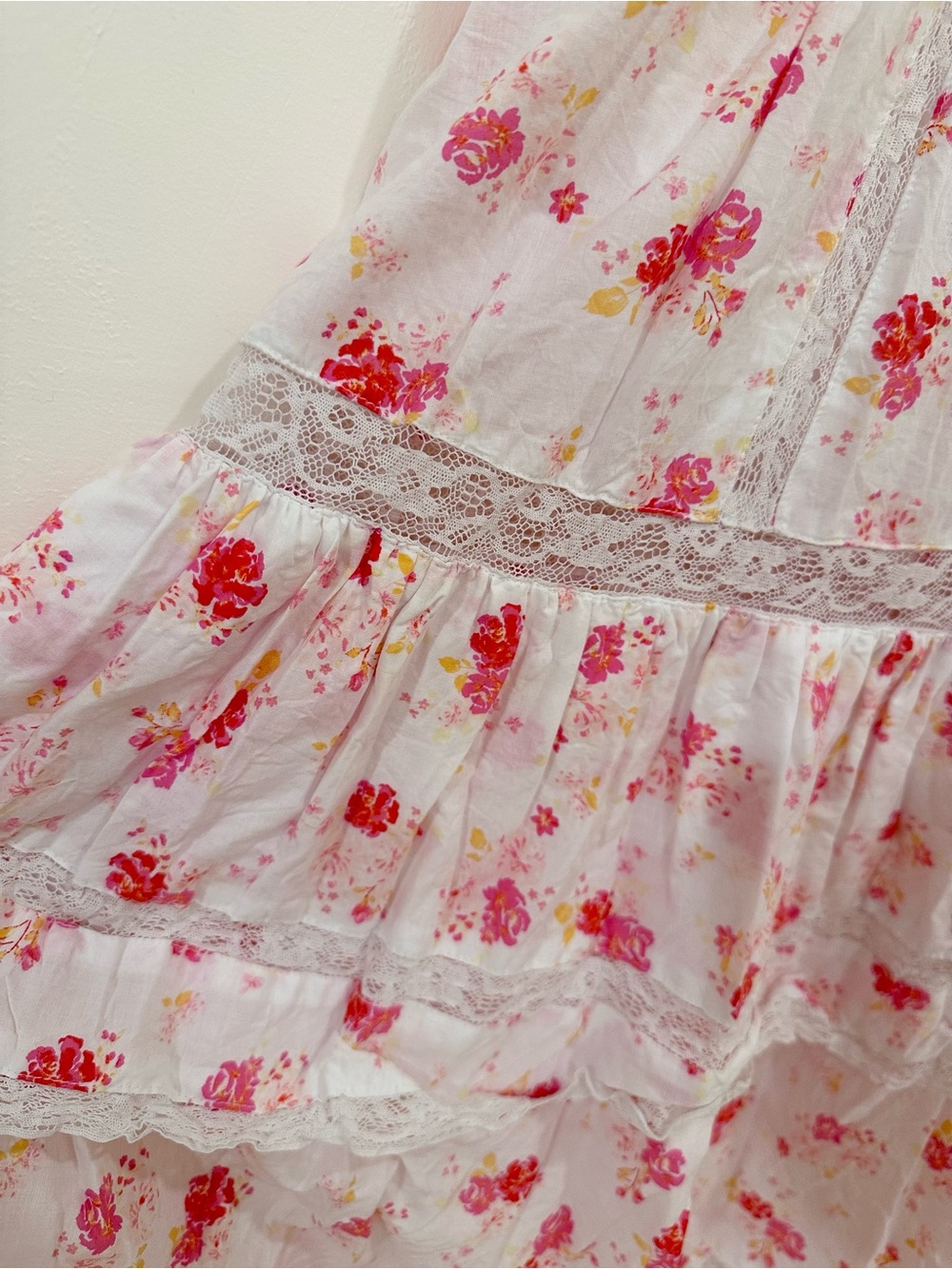 Loveshack Fancy for Target CosetteWhite Floral Tiered Puff Sleeve Midi Dress SzM - Picture 8 of 9